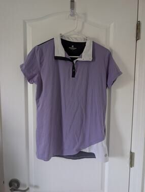 Women's Large Bette & Court Polo Purple Gray White Golf , Tennis ,Shirts